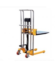 Xe nâng tay cao mini 400kg lên cao 1.1m có khung nâng ống inox và mâm mặt bàn SDDJ1100